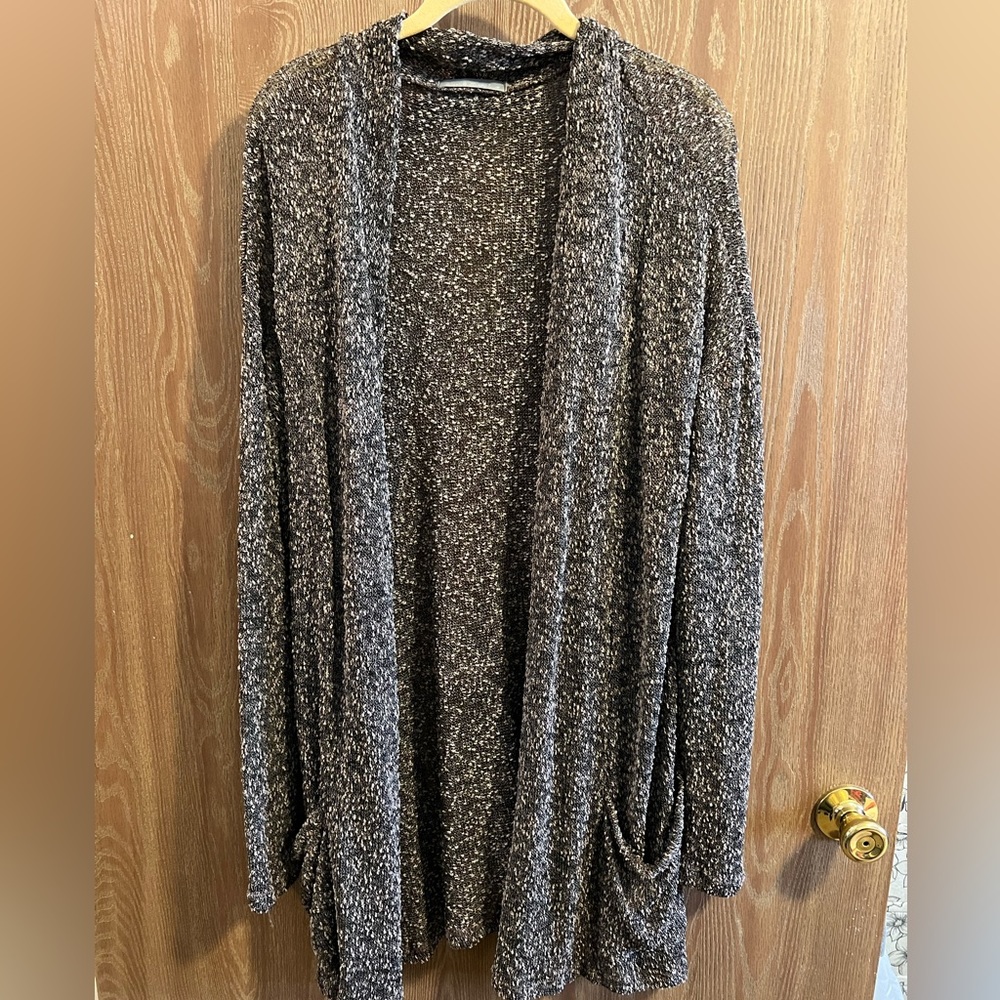 Women’s Olivia Moon Black/Brown open-front cardigan w/pockets